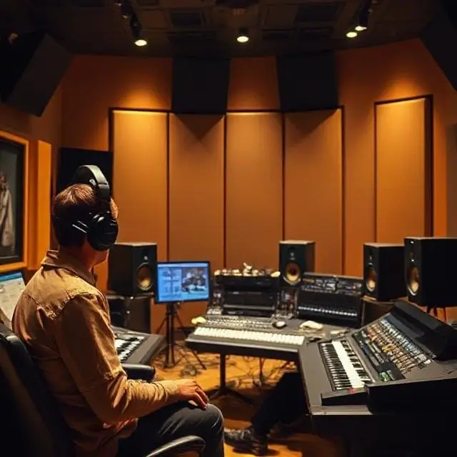 The listening position, or 'sweet spot', in the control room.